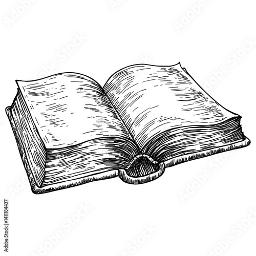 Book open art sketch black vector