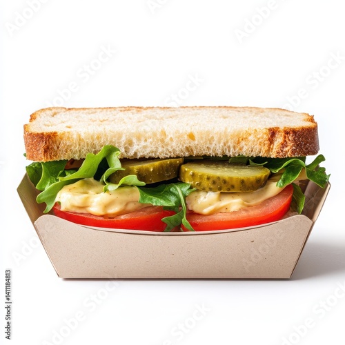 Mini sandwich box, mayo, pickle, isolated with white background