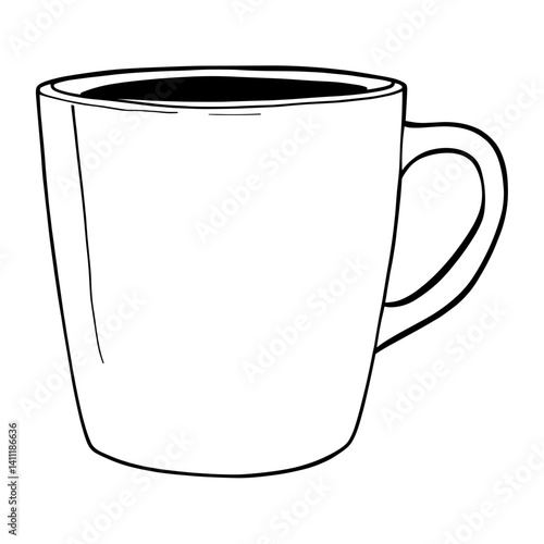 Coffee mug simple white line vector
