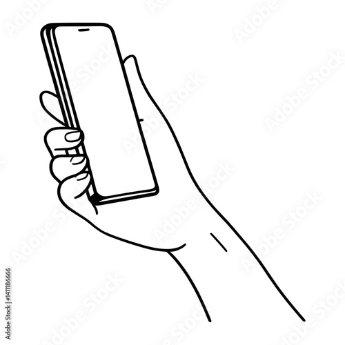 Hand holding smartphone line communication illustration vector