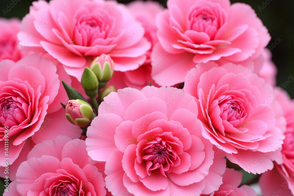 Fototapeta premium bunch of pink carnations in a vase on a table