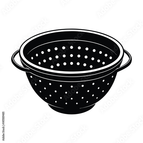 Colander Outline Vector Kitchen Utensil Silhouette Illustration