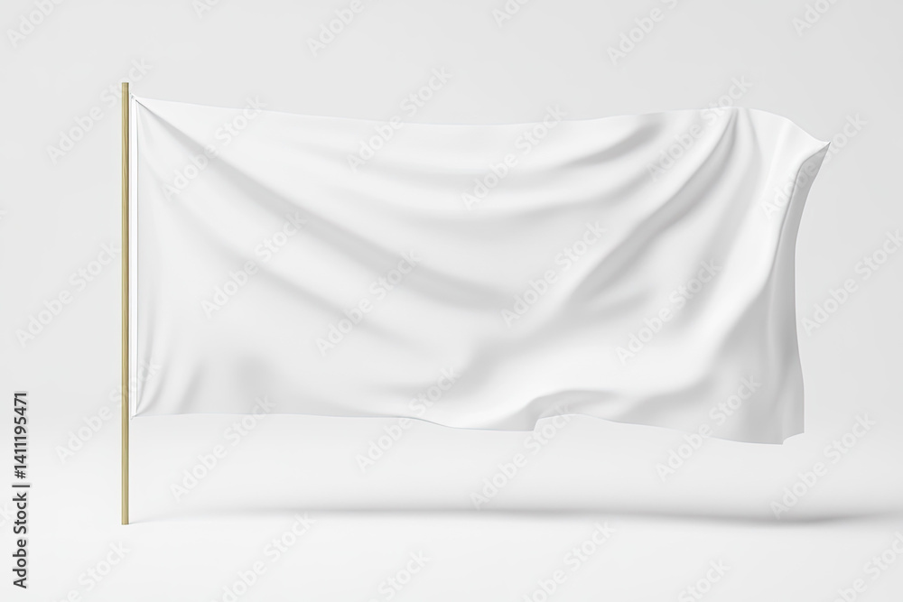 Sharp Image of White Flag Banner Stand on a White Background Sharp Image of White Flag Banner Stand on a White Background