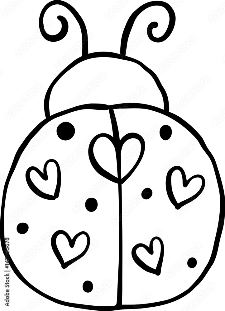 Groovy Retro Heart Ladybug Outline Doodle Hand Drawn Groovy Retro Heart Ladybug Outline Doodle Hand Drawn