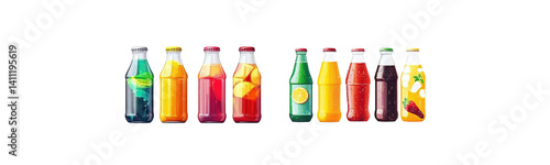bottled drinks vector illustration on white background.