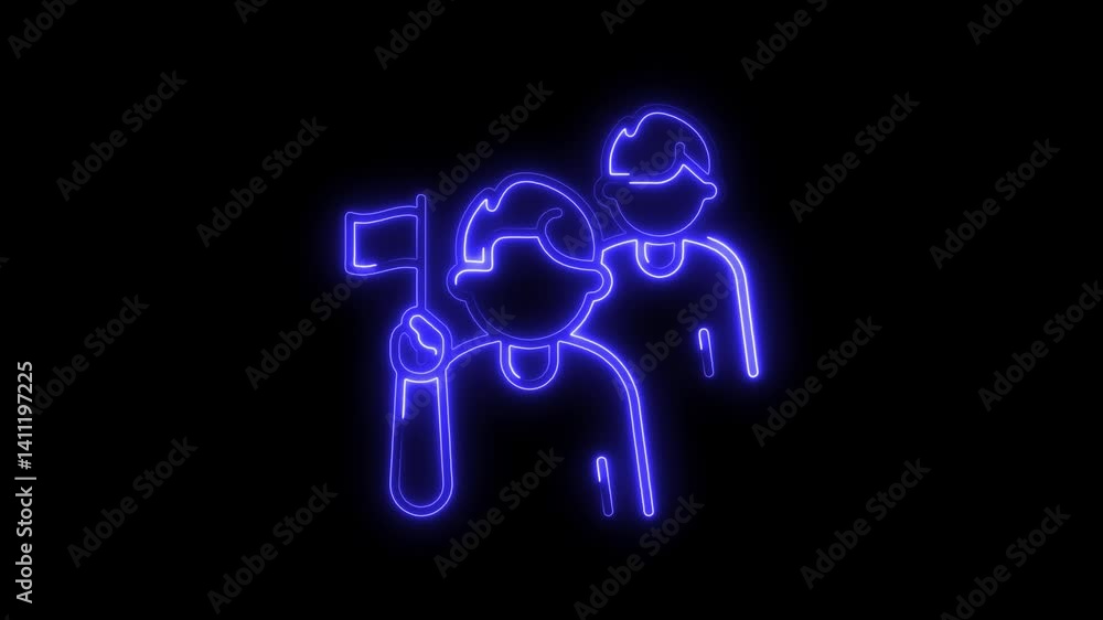 Glowing neon team leader icon 4k isolated on black background. HD Video motion graphic animation Glowing neon team leader icon 4k isolated on black background. HD Video motion graphic animation
