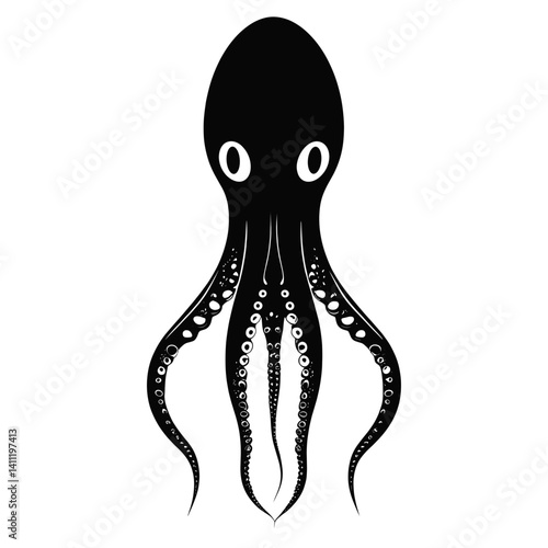 Squid illustration silhouette octopus vector