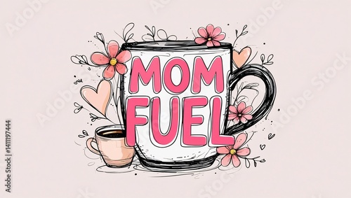 Mom Fuel A heartwarming illustration celebrating mothers and their unwavering energy