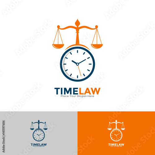 Time law vector logo template. Suitable for business, education, legal services logo, Notary, justice, lawyer icon or time symbol Vector