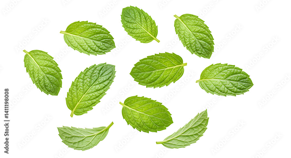 Mint Leaves Isolated on Transparent Background


