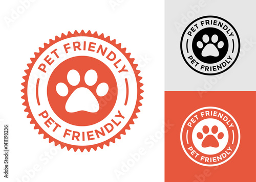 Pet friendly vector logo template badge. Suitable for business, animal, pet, and veterinary
