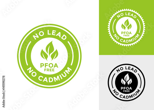 PFOA FREE, no lead, no cadmium logo badge set. Suitable for business, product label and information