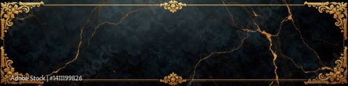 Ornate golden accents on black and gold marble-like surface, opulence, design
