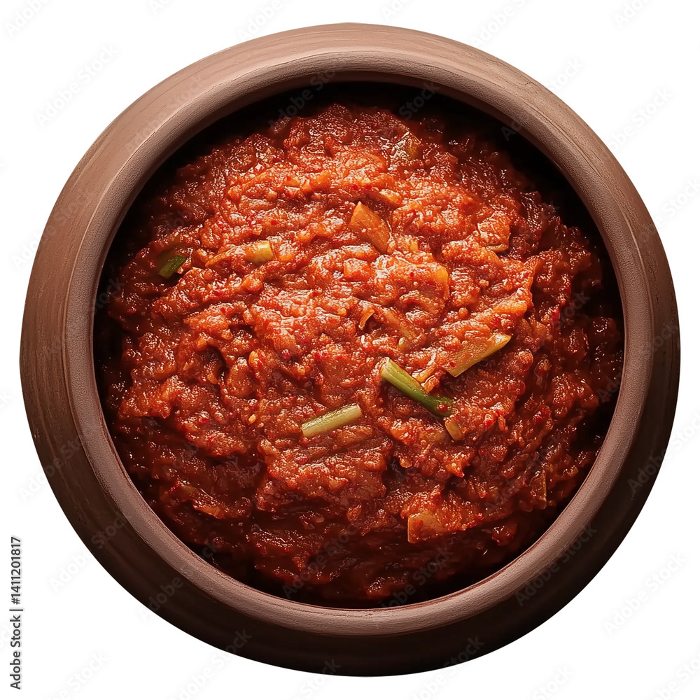 Korean Seasoned Ssamjang Soybean Paste in Earthenware Bowl Korean Seasoned Ssamjang Soybean Paste in Earthenware Bowl