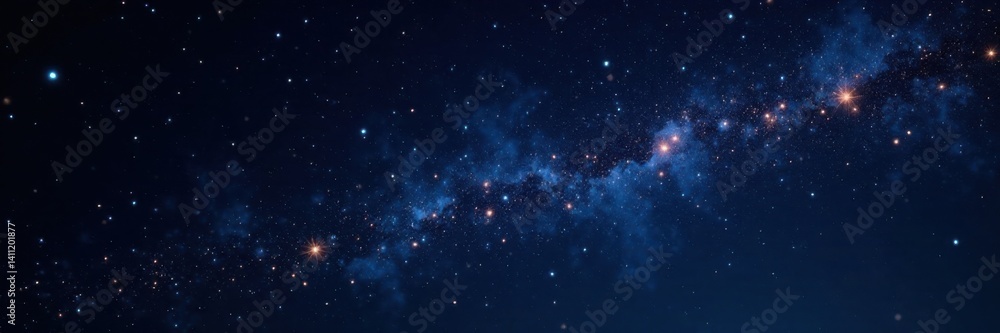 Fototapeta premium Sparkling stars against a black canvas of the night sky, constellations, galaxy, sparkles
