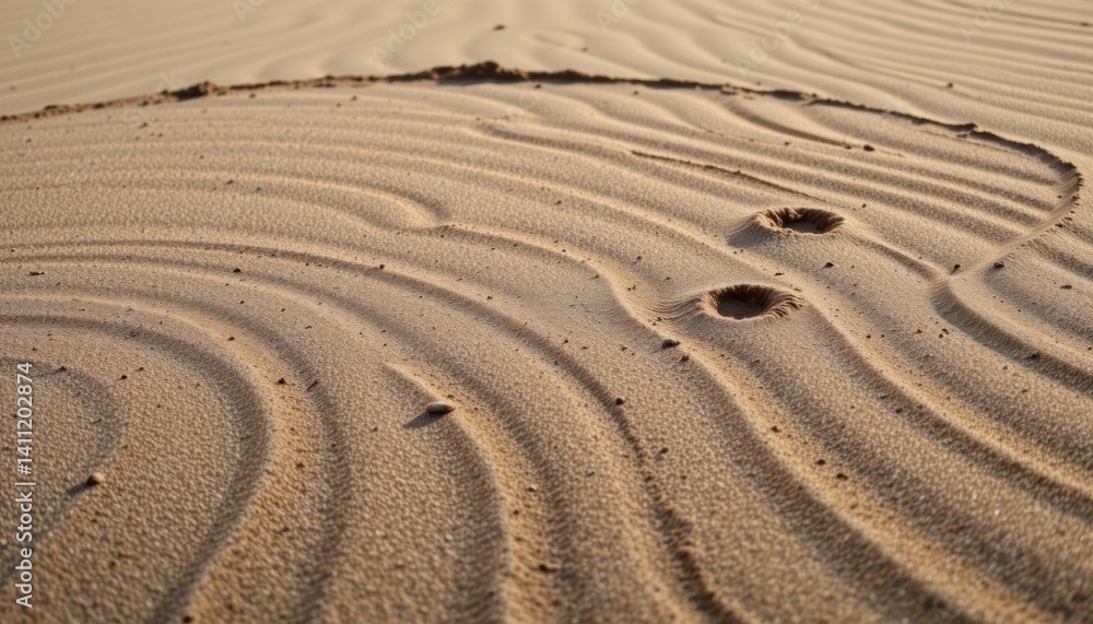 Naklejka premium Small ripples and ridges form on the surface of the dunes, creating intricate patterns and textures that seem to shift and change with each passing breeze.