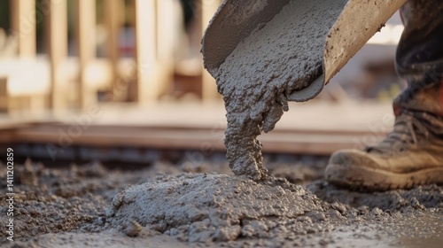Wallpaper Mural Construction worker pouring concrete into a foundation mold. Featuring strength and focus Torontodigital.ca