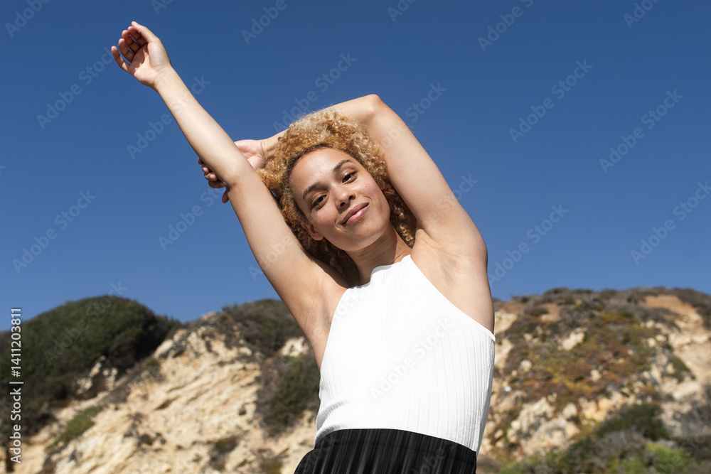 Png women's tank top mockup basic summer apparel photoshoot