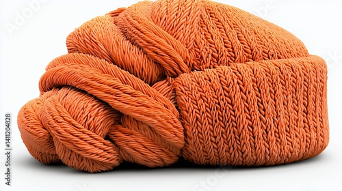 Close Up Textured Orange Abstract Formation Isolated Against White Background