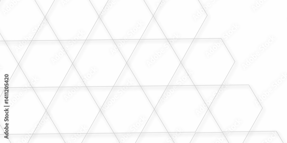 Fototapeta premium Abstract white vector wallpaper with hexagon grid.3D Futuristic honeycomb mosaic white background. Realistic geometric mesh&nbsp;cells&nbsp;texture.
