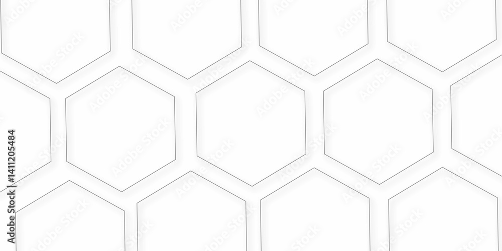 Abstract white vector wallpaper with hexagon grid.3D Futuristic honeycomb mosaic white background. Realistic geometric mesh cells texture. Abstract white vector wallpaper with hexagon grid.3D Futuristic honeycomb mosaic white background. Realistic geometric mesh cells texture.