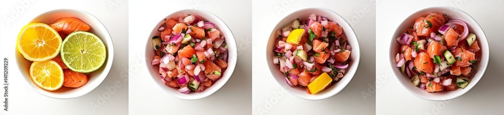 Fresh Salmon Ceviche Salad Preparation Fresh Salmon Ceviche Salad Preparation
