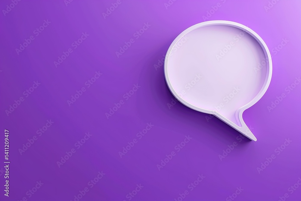 Minimalist design: Speech bubble icon against a vibrant purple background Communication Minimalist design: Speech bubble icon against a vibrant purple background Communication