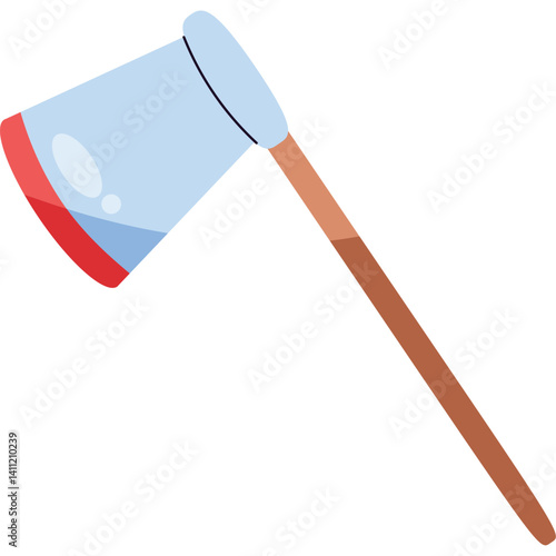 Flat Vector Design of an Axe for Outdoor Activities and Woodworking

