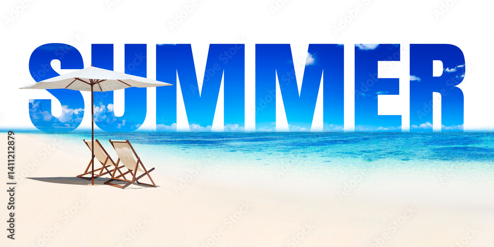 Summer word png border sticker, transparent background