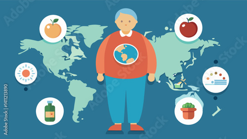 An infographic comparing global malnutrition rates to other prevalent health issues such as obesity and infectious diseases.. Vector illustration