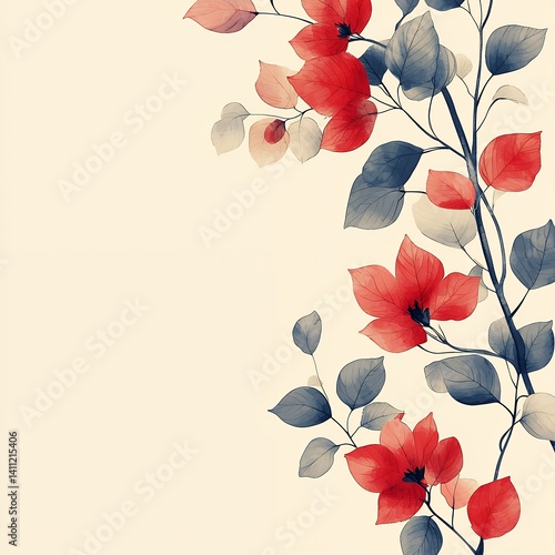 Elegant floral branch arrangement with subtle watercolor effects on pastel backdrop