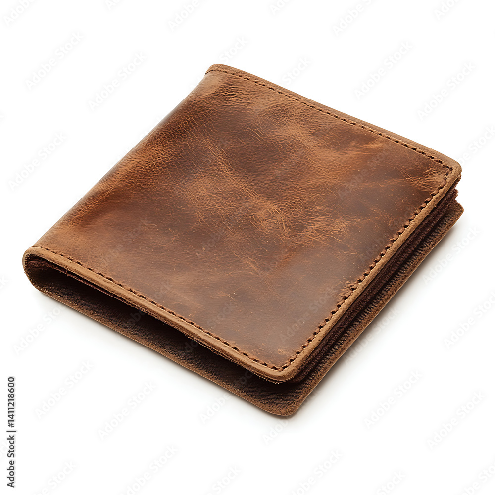 Brown leather wallet, closed (11) Brown leather wallet, closed (11)
