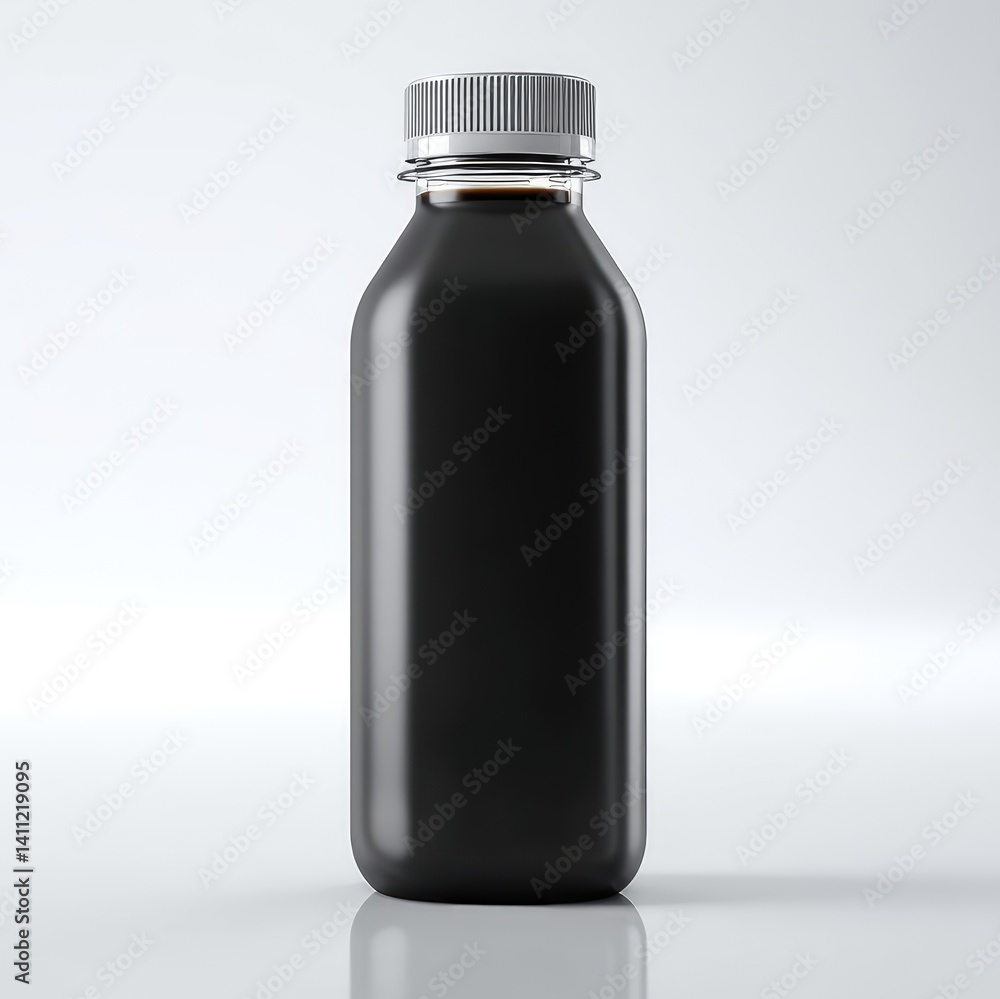 Fototapeta premium Blank black plastic beverage bottle mockup.