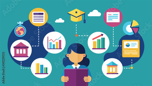 A school district uses data analysis to identify gaps in their curriculum and make informed decisions on which educational materials and resources to invest in for maximum impact. Vector illustration