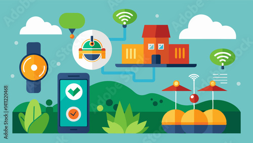 Realtime Alerts With the use of advanced sensors and communication technology an autonomous crop scouting system can send realtime alerts to farmers in case of any unexpected. Vector illustration