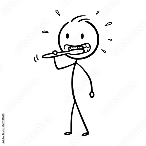 Sticky man brushing teeth