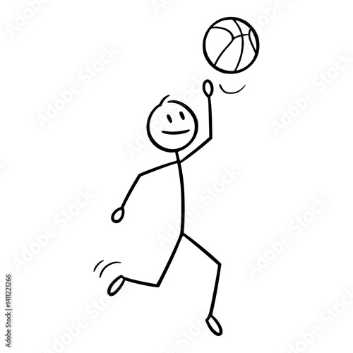 Sticky man playing basketball