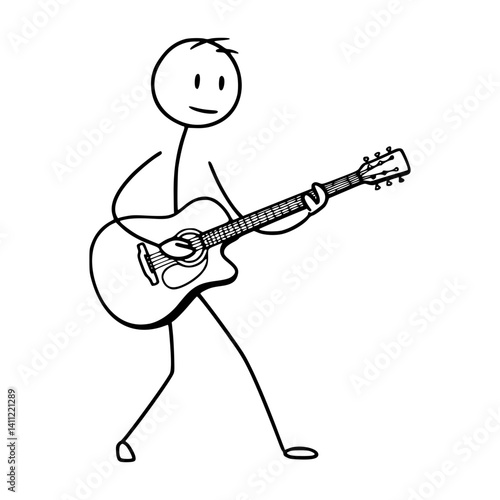 Sticky man playing guitar