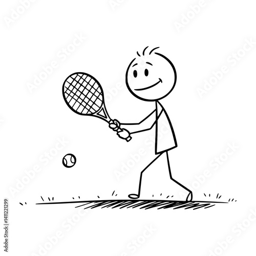 Sticky man playing tennis