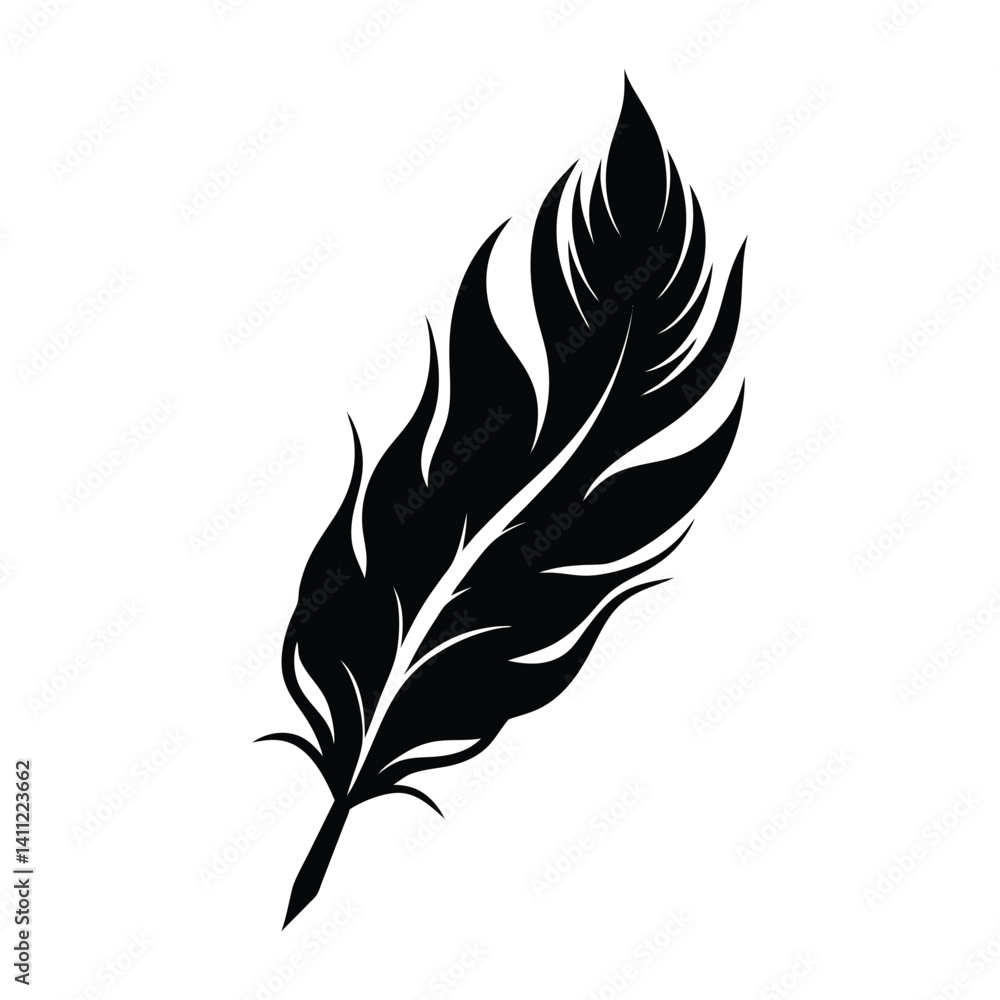 Obraz premium A feather transforming into flames on white background
