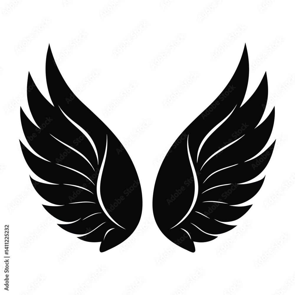 Fototapeta premium A pair of wings shaped like leaves on white background
