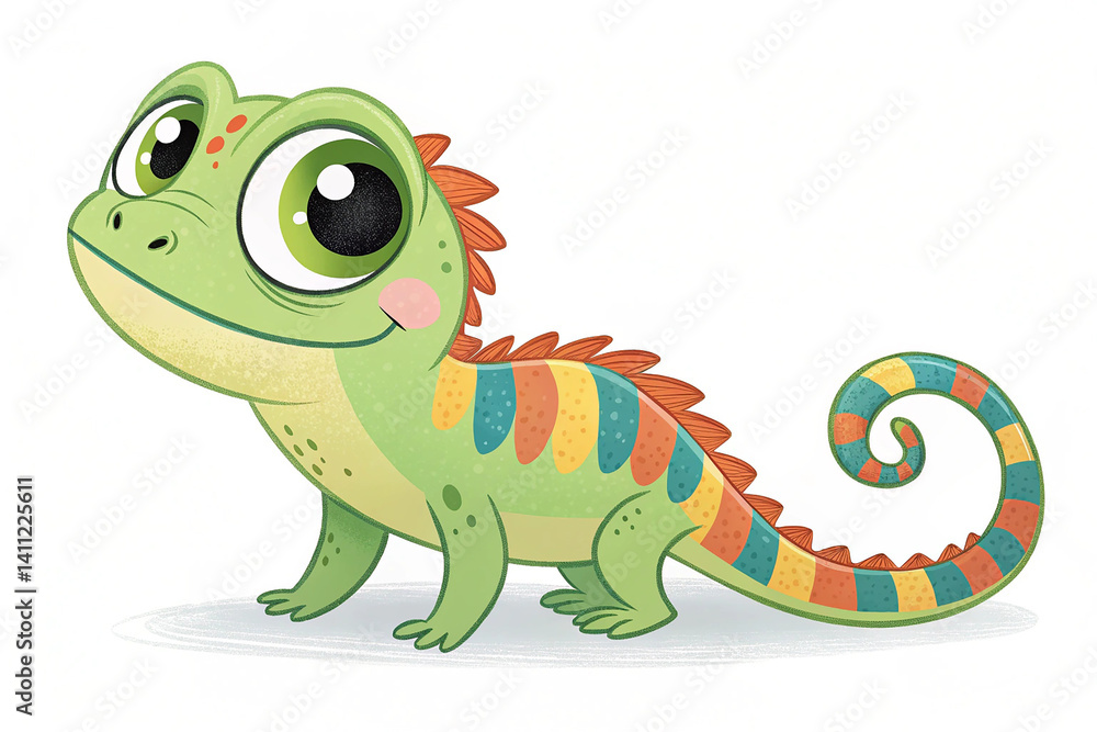 Naklejka premium Vector illustration cute lizard cartoon isolated on white background