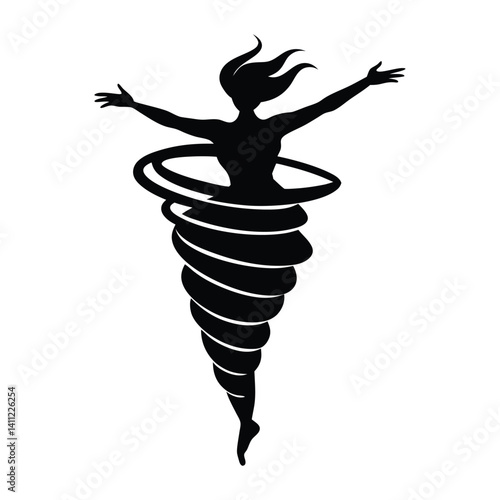 A tornado turning into a dancer on white background