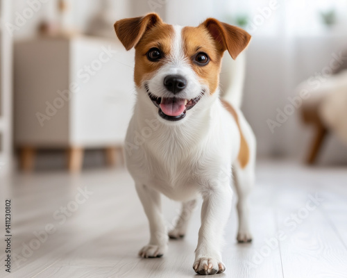Wallpaper Mural A happy Jack Russell Terrier standing in a minimalist space, playful and energetic Torontodigital.ca