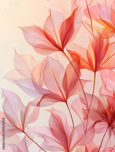 Translucent Floral Elegance: Ethereal Blossom Display with Delicate Petal Textures