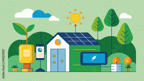 In the event of a power outage or system failure the smart control system has backup generators and manual overrides to ensure the greenhouses temperature remains stable.. Vector illustration