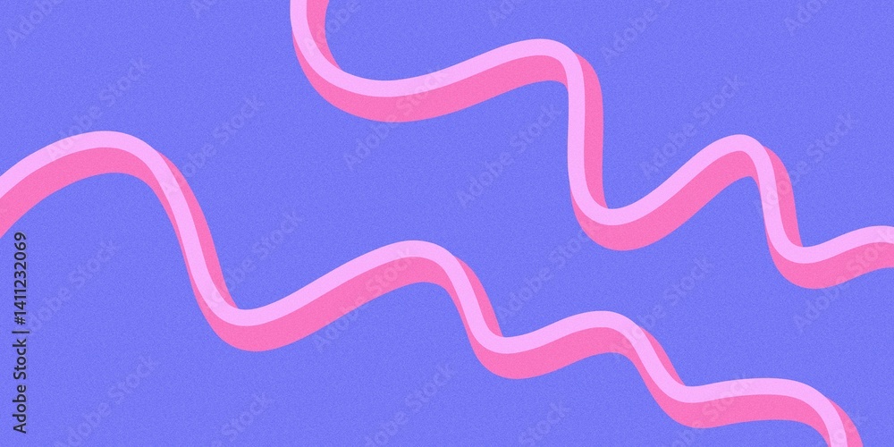 Fototapeta premium Aesthetic background with cute pink and purple ribbon waves
