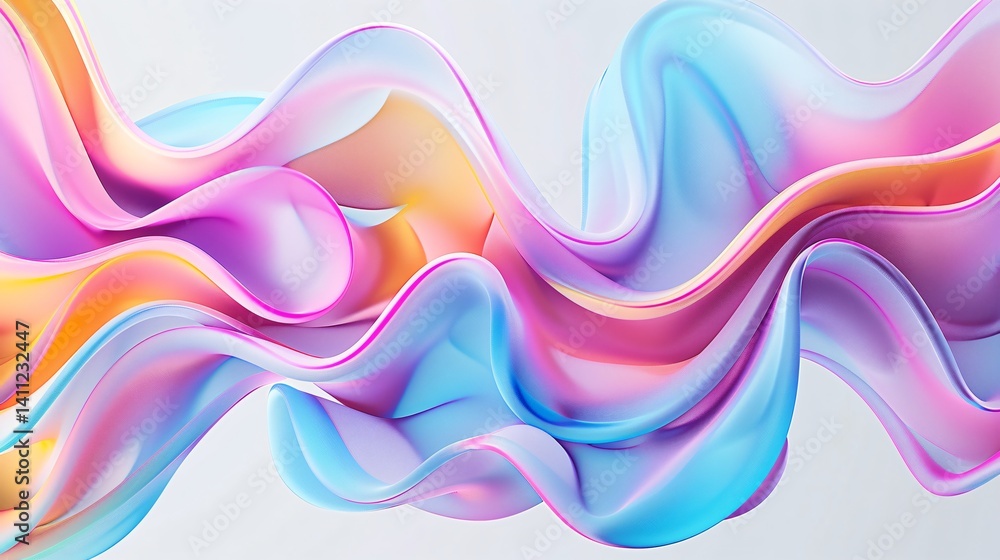 Fototapeta premium Abstract colorful shapes and fluid lines on a white background 3d rendered illustration