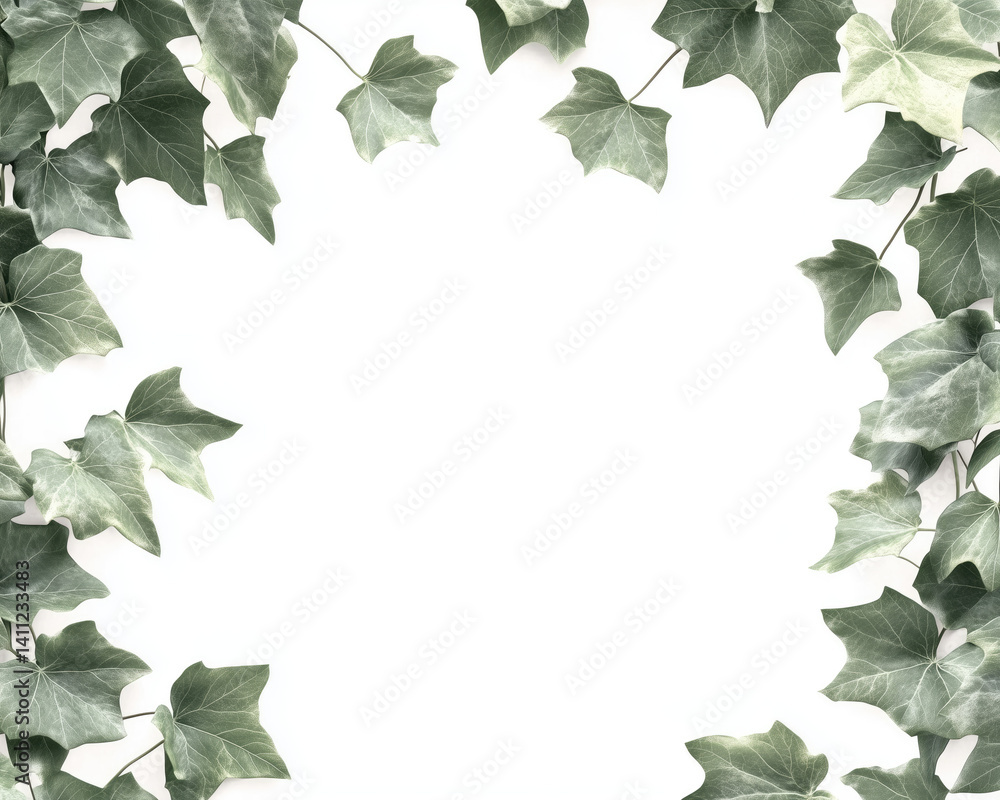 Fototapeta premium Elegant ivy border with soft green leaves gently framing the design for a natural look