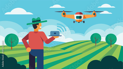 By utilizing drones equipped with mapping software farmers can create highresolution maps of their fields providing valuable insights into crop health and potential problem areas.. Vector illustration